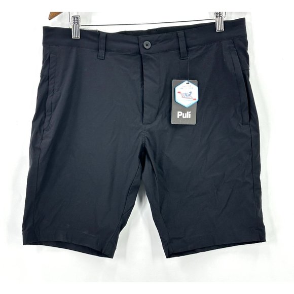 Puli Men's Shorts Free Flex Waistband Stretch Woven UV-Block Waterproof Black 34 - Picture 1 of 10